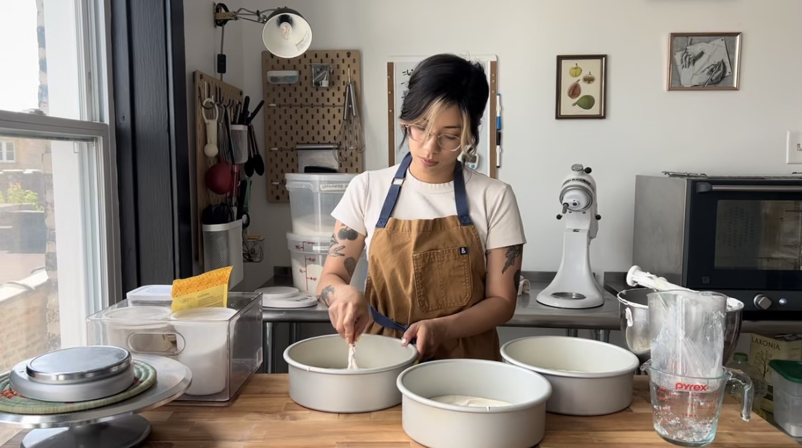 Vivi, owner and chef of Rad Joy in their Chicago-based pastry studio.